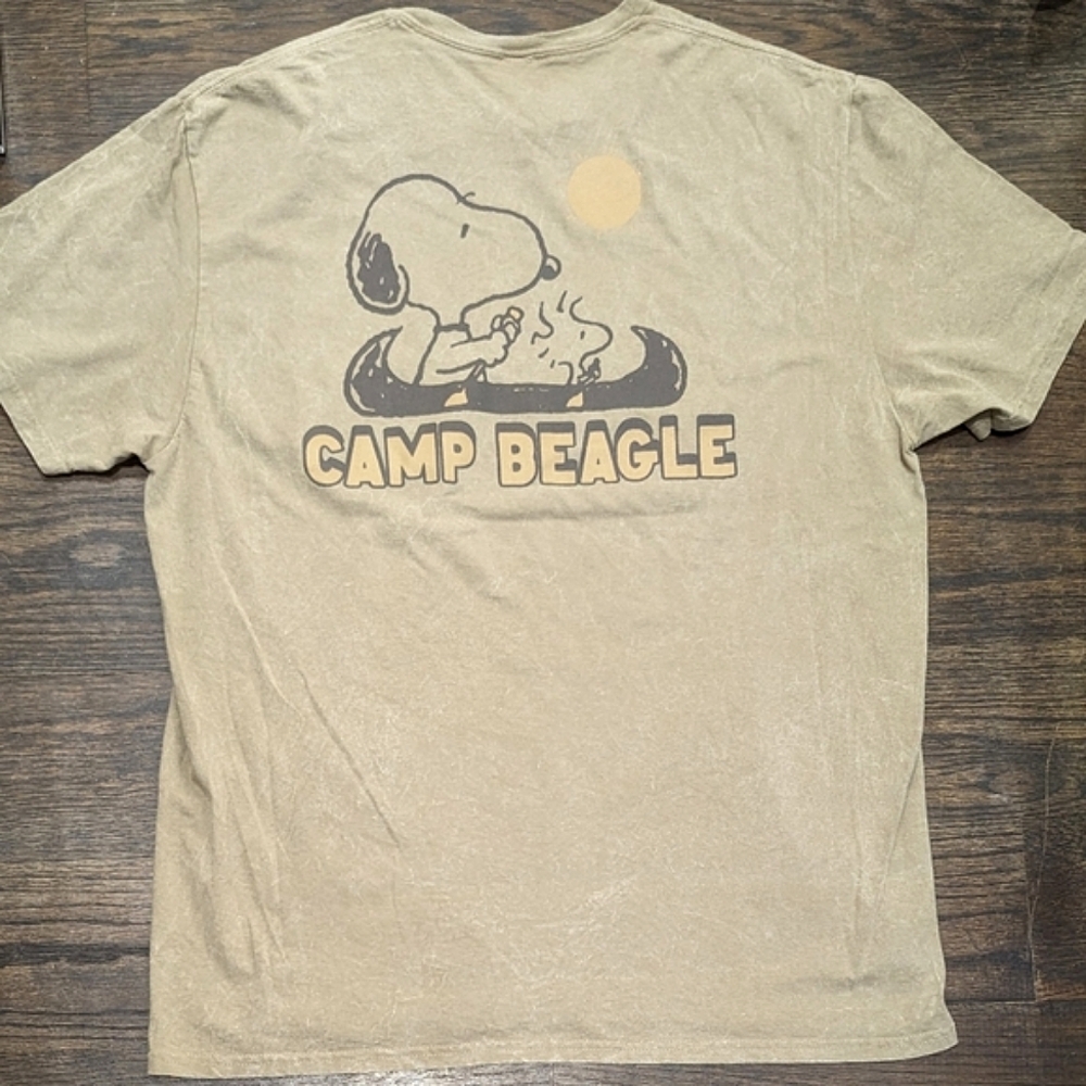 New XL Peanuts Snoopy Woodstock Camp Beagle Canoe Treat Shirt